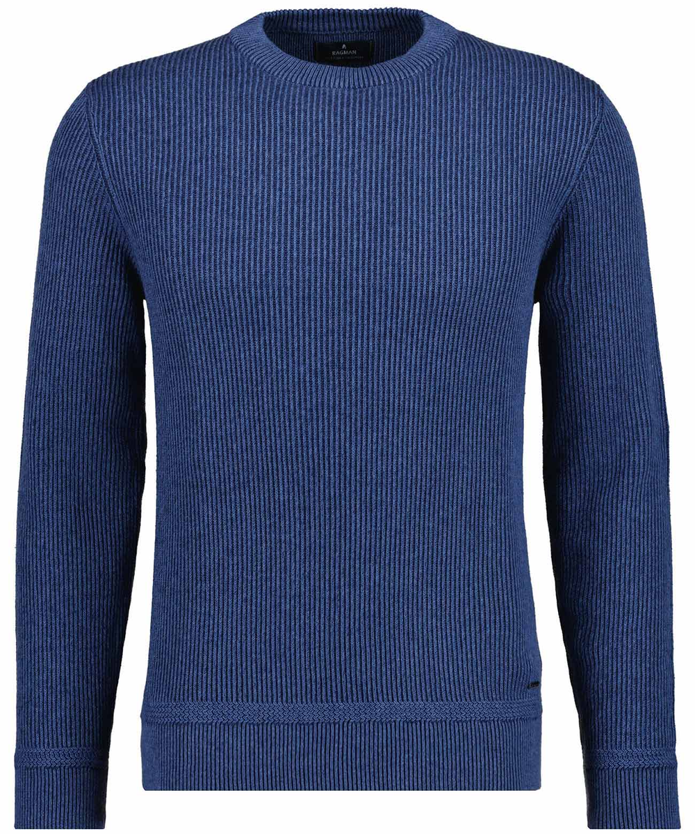 Strick-Pullover Rundhals Bicolour, Baumwolle/Kaschmir