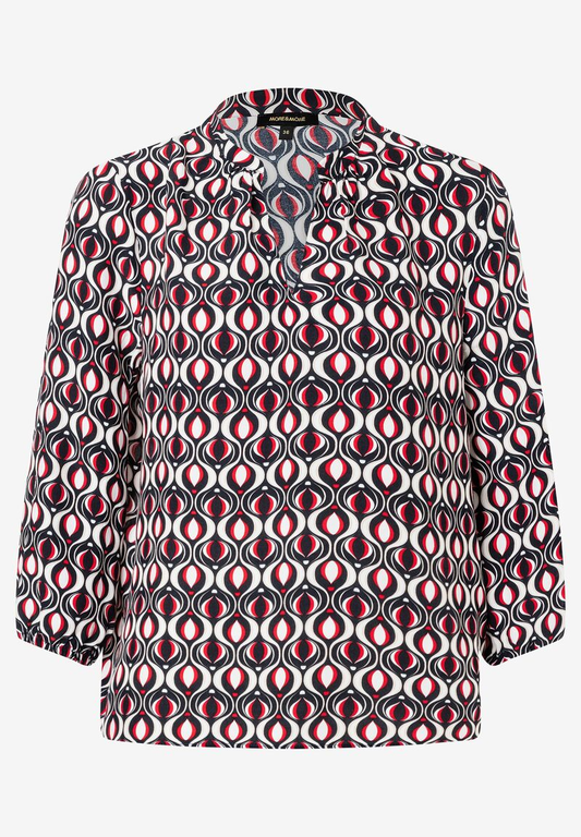 Viskosebluse  grafischer Print  marine/rot  Frühjahrs-Kollektion