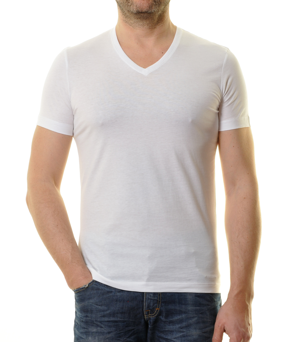 2 T-Shirt Doppelpack Bodyfit mit V-Ausschnitt