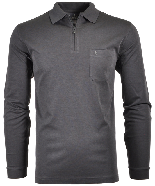 Softknit-Poloshirt Langarm mit Zip
