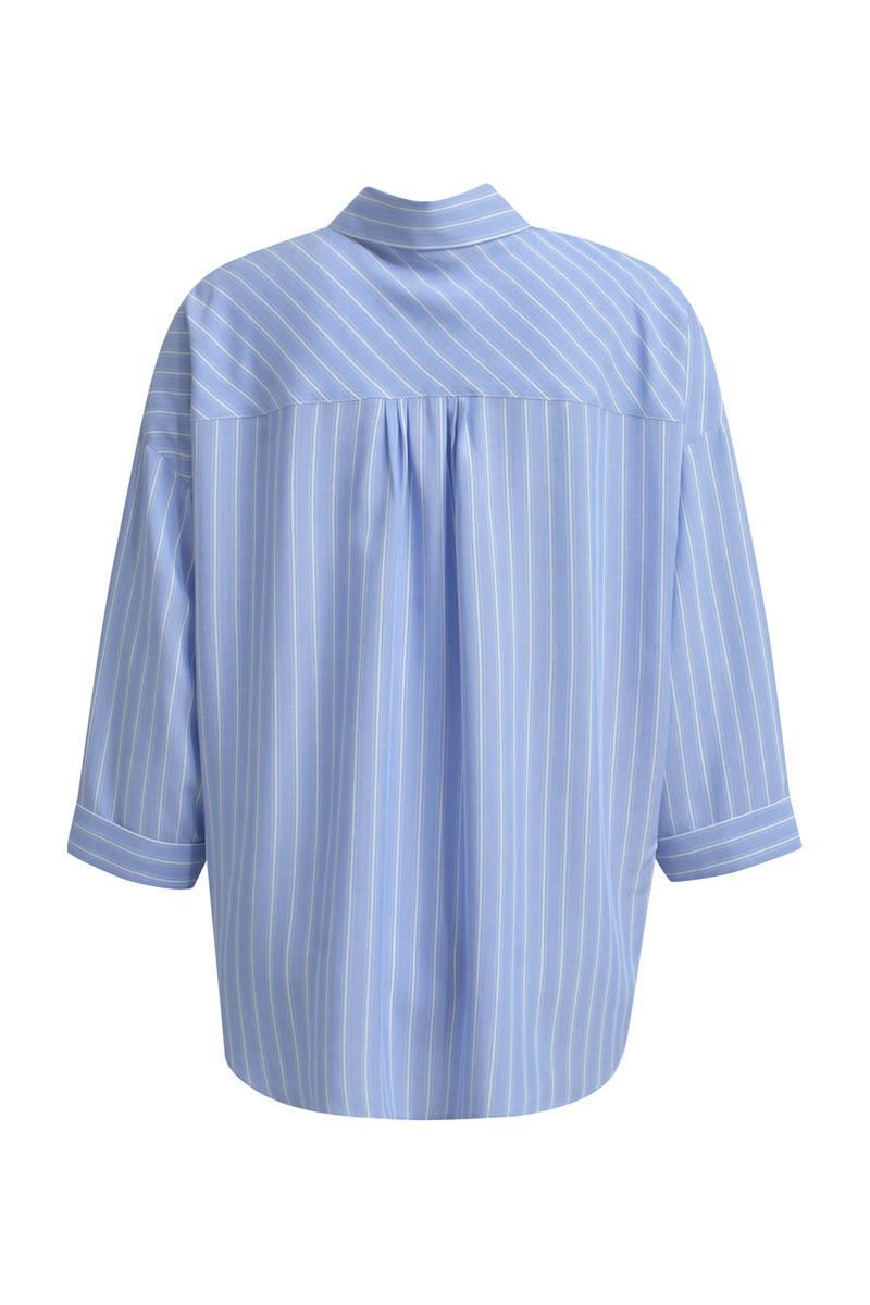 Striped Shirt Blouse Knot at Hem