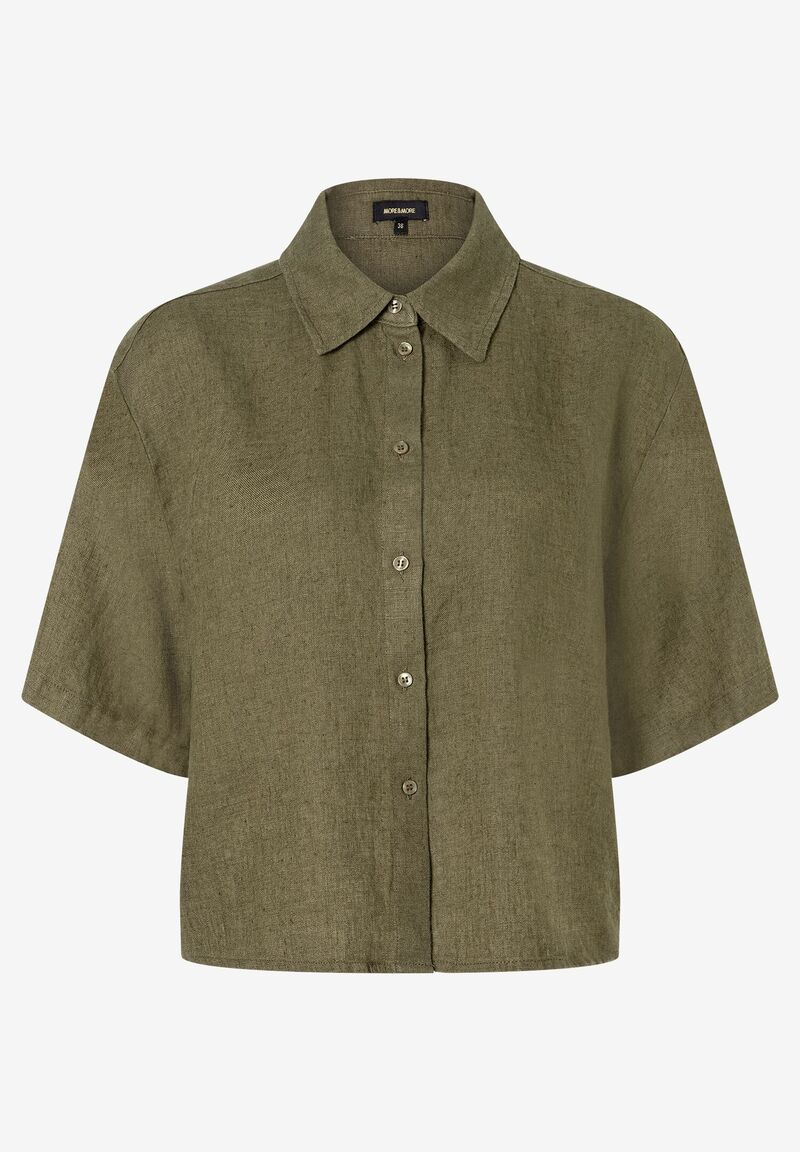 kurze Leinenbluse  tundra olive  Sommer-Kollektion