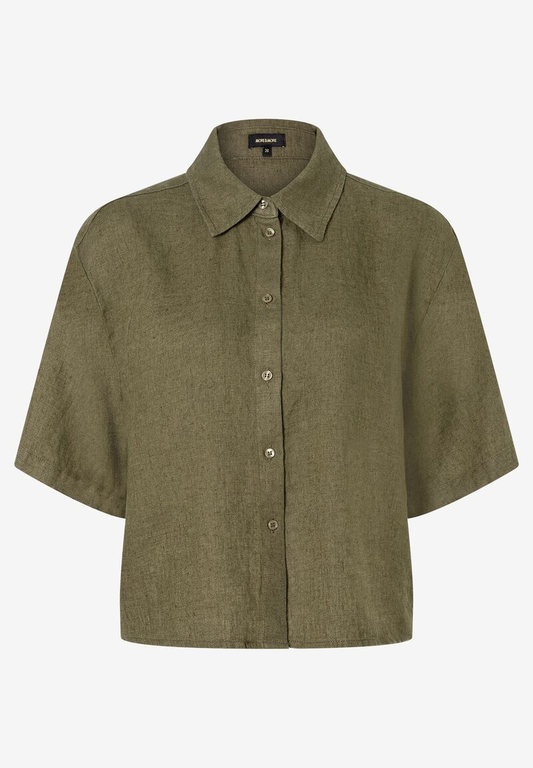 kurze Leinenbluse  tundra olive  Sommer-Kollektion