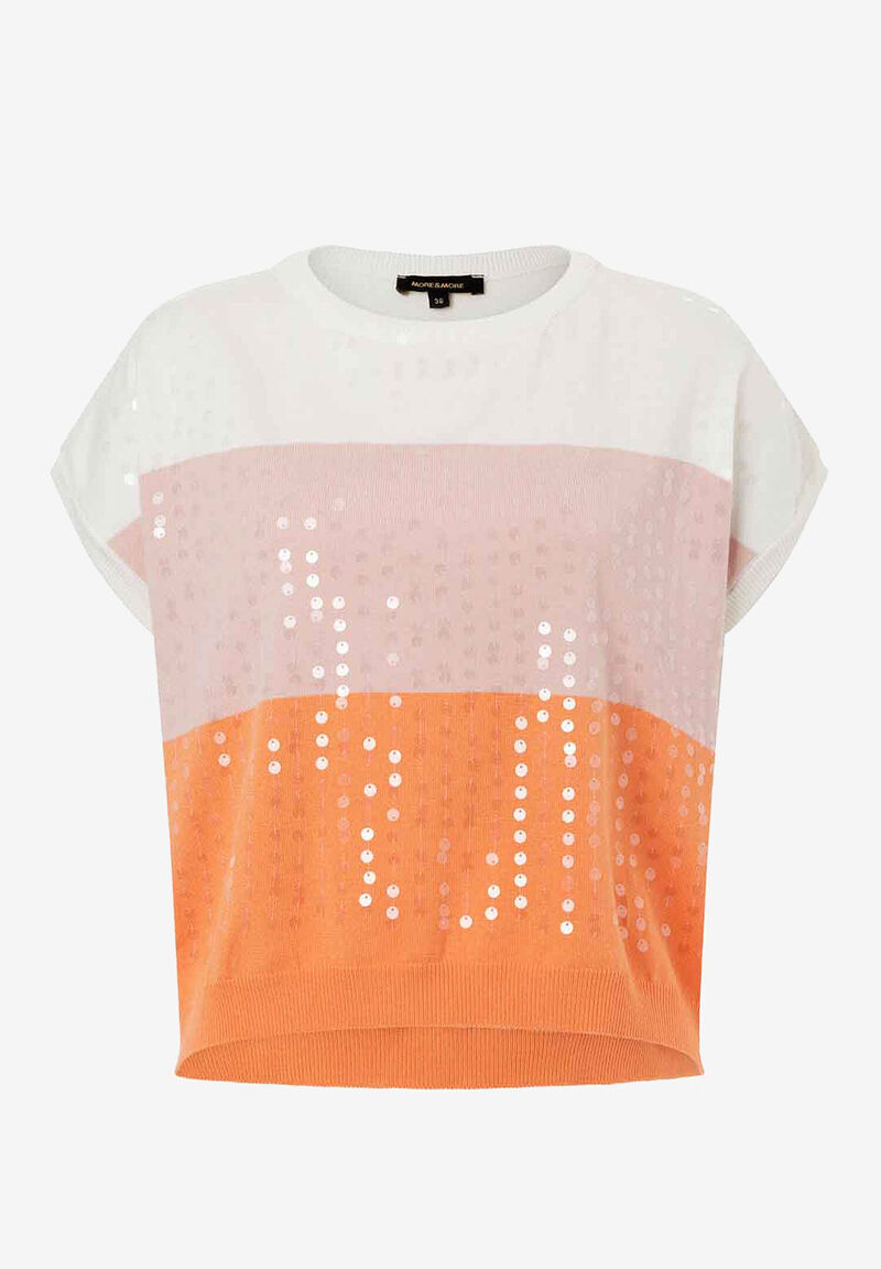 Pullover mit Blockstreifen und Pailletten Sommer-Kollektion