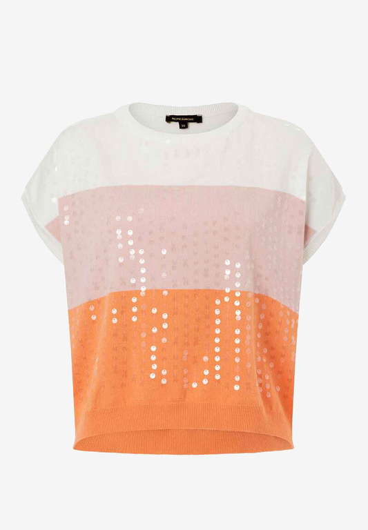 Pullover mit Blockstreifen und Pailletten  Sommer-Kollektion