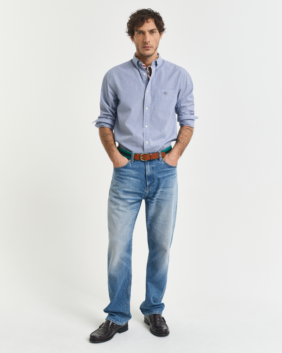 Regular Fit Classic Banker Stripe Popeline Hemd