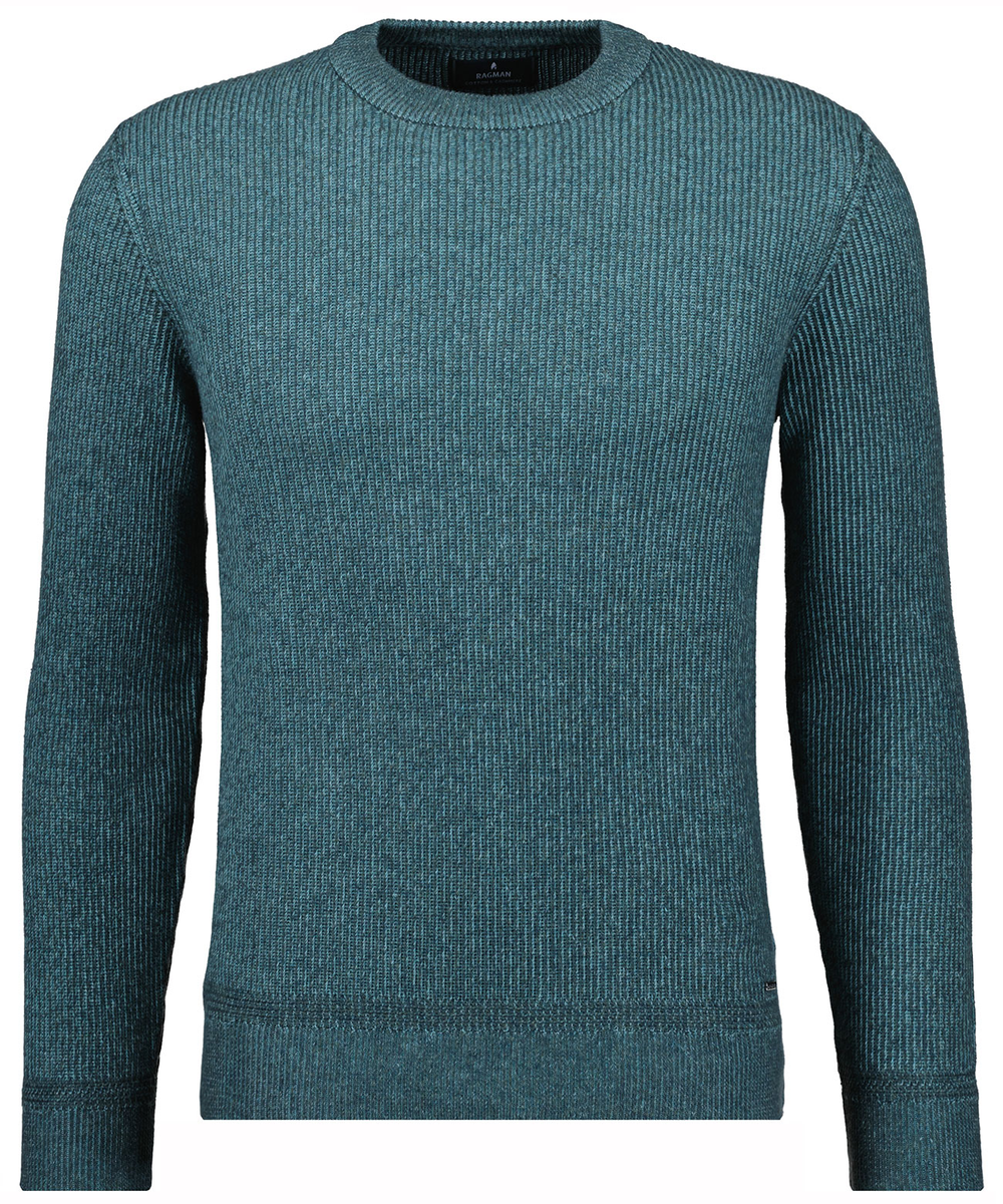 Strick-Pullover Rundhals Bicolour, Baumwolle/Kaschmir