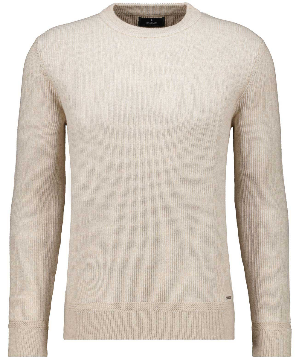 Strick-Pullover Rundhals Bicolour, Baumwolle/Kaschmir