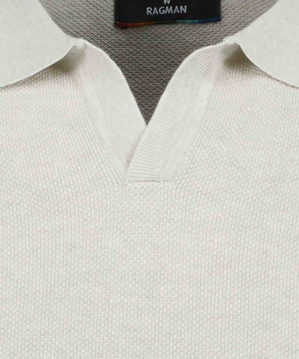 Strick-Pullover Kurzarm, Resortkragen