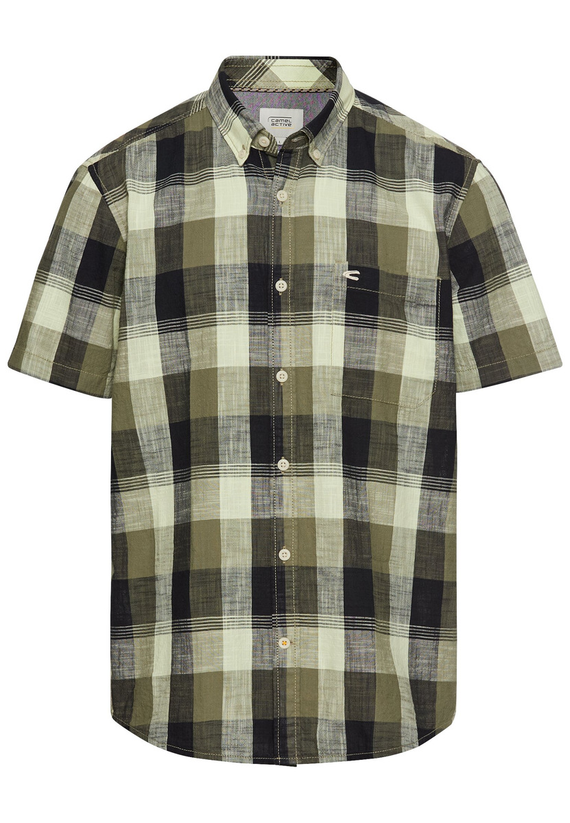 Kariertes Kurzarmhemd aus reiner Baumwolle