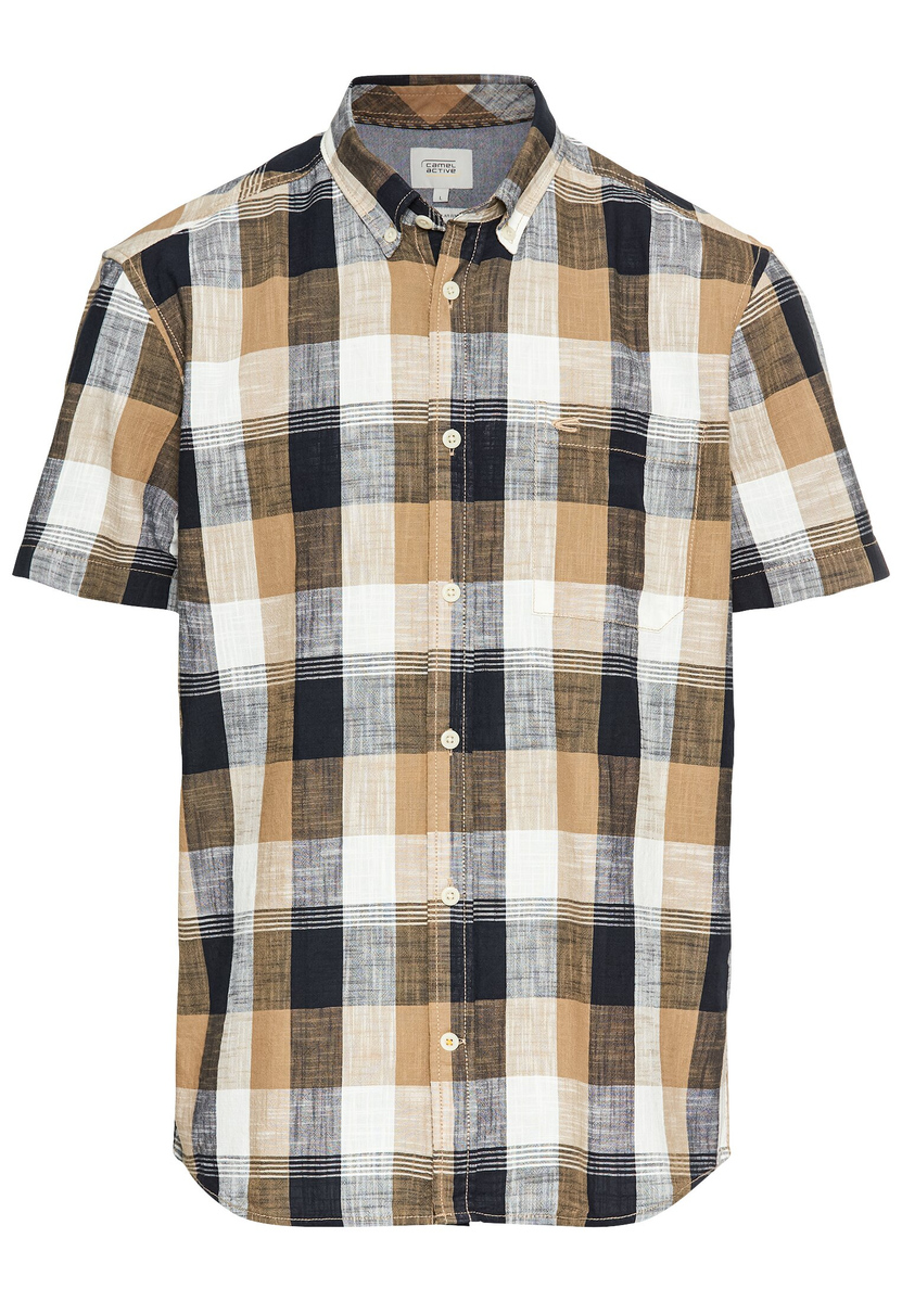 Kariertes Kurzarmhemd aus reiner Baumwolle