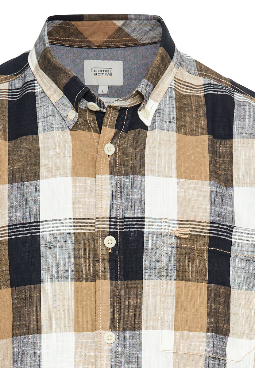 Kariertes Kurzarmhemd aus reiner Baumwolle