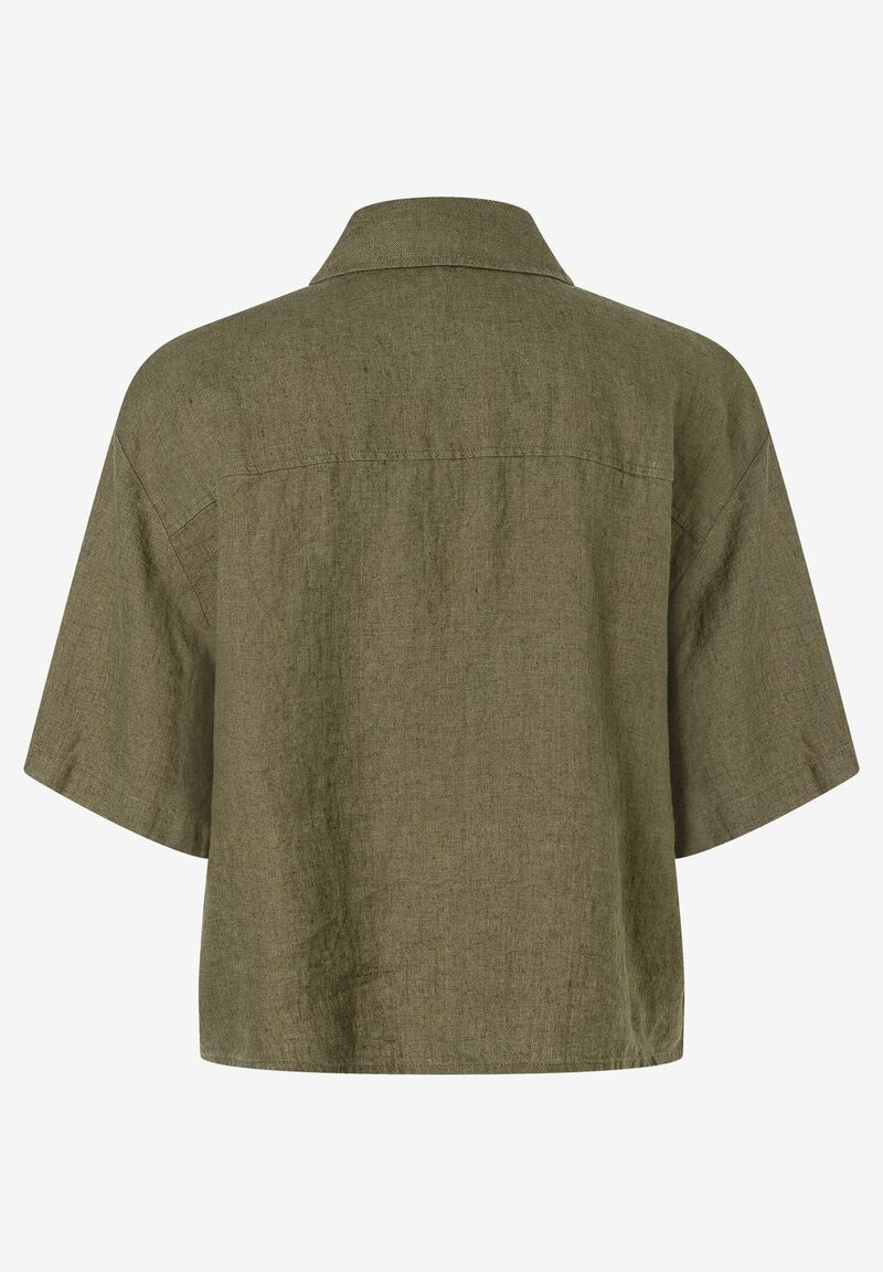 kurze Leinenbluse  tundra olive  Sommer-Kollektion
