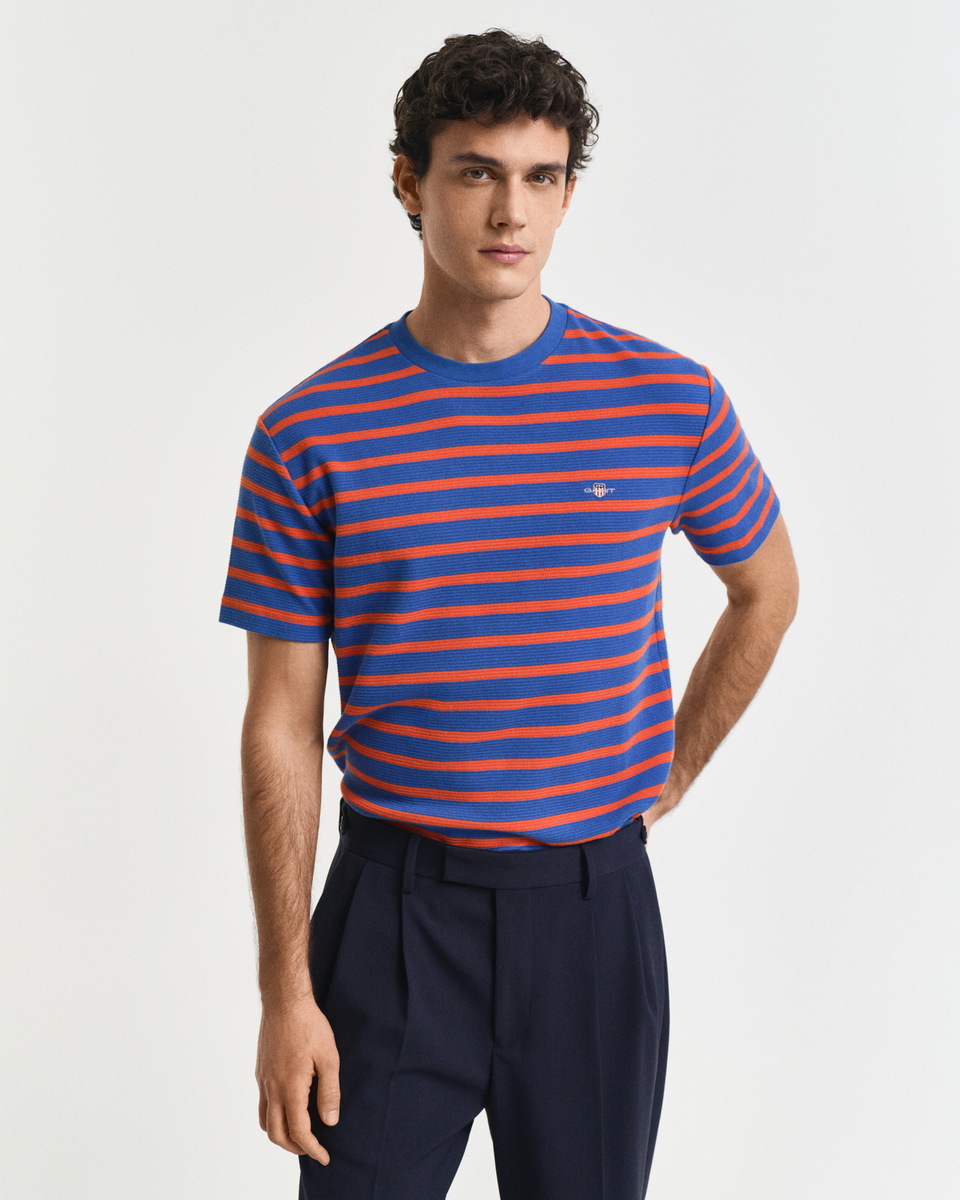 Waffle T-Shirt mit Streifen