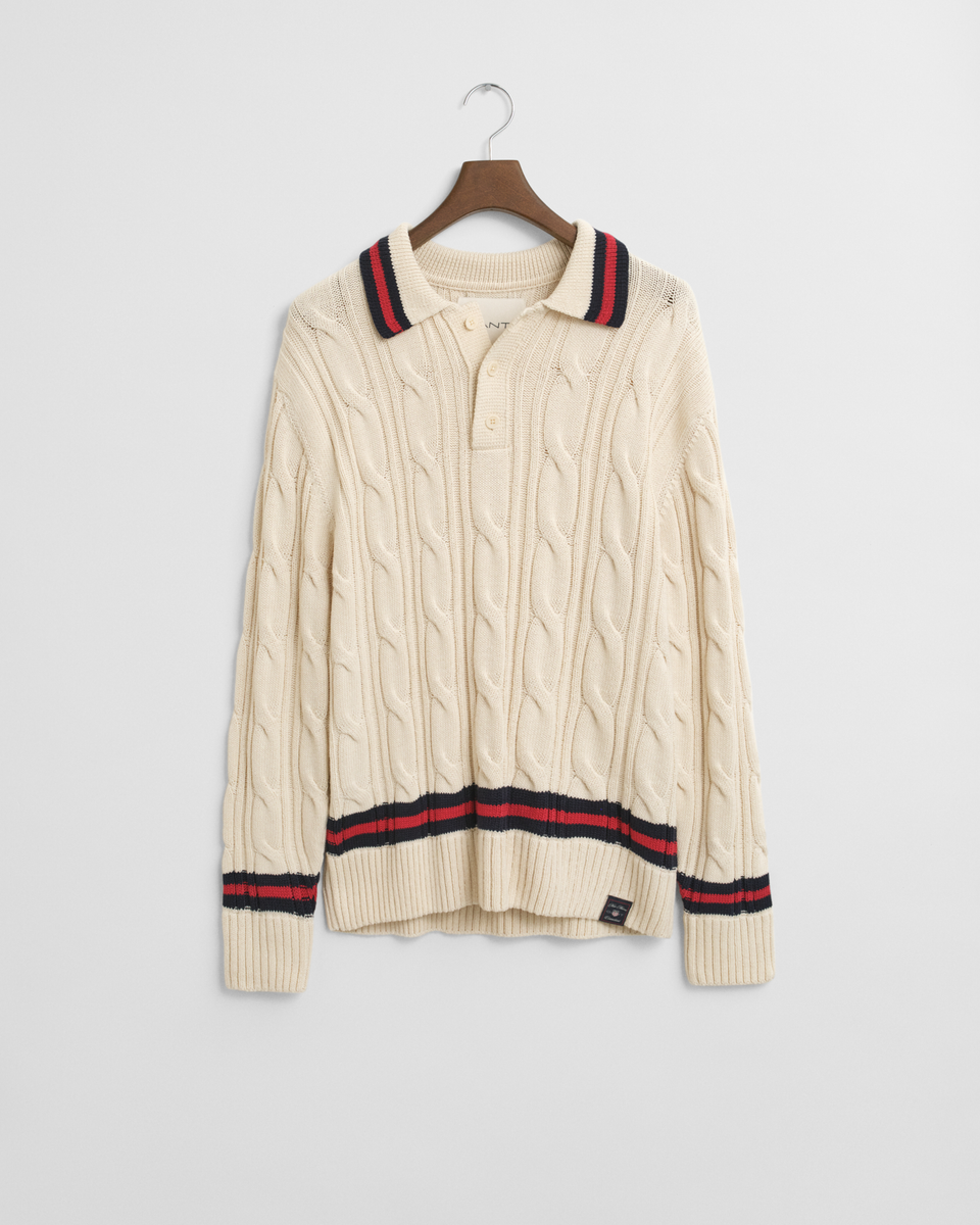 Zopfstrick Polopullover