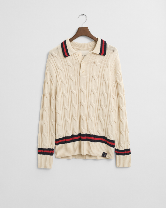 Zopfstrick Polopullover