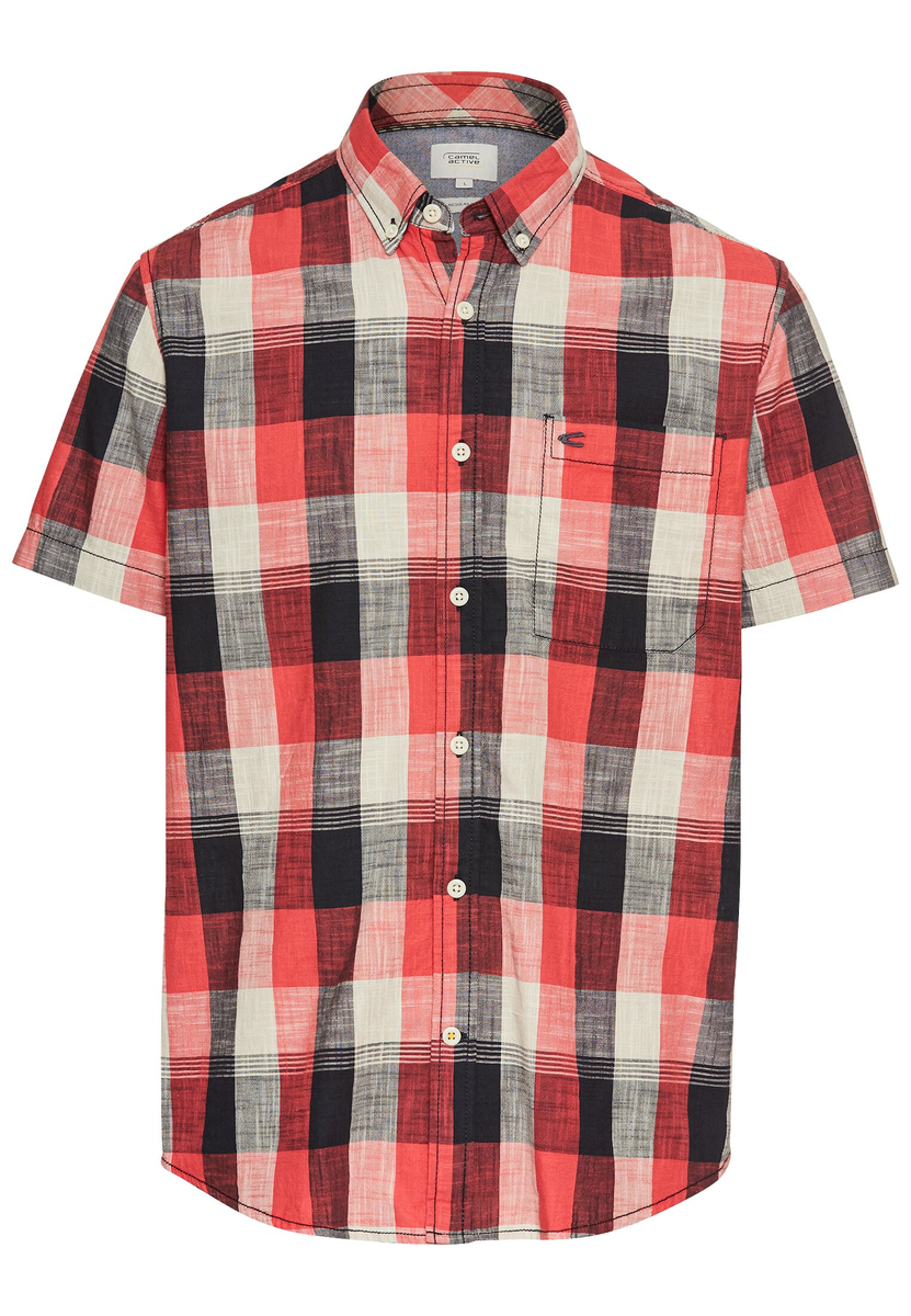 Kariertes Kurzarmhemd aus reiner Baumwolle