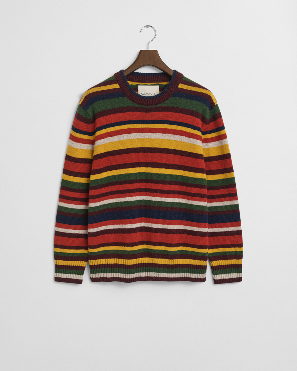 Mehrfarbig gestreifter Rundhalspullover
